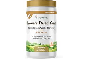 NaturVet Brewer's Dried Yeast Formula with Garlic Flavoring Plus Vitamins for Dogs and Cats, 1 lb Powder, Made in USA by NaturVet
