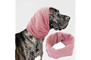 WIDENLISE Dog Snood Ear Protectors,Calming Hood for Anxiety Relief,Dogs Ear Defenders,Dog Ear Cover,Neck and Ears Warmer,For Bathing Drying, Grooming & Noise Reduction,Fireworks (Pink, L)