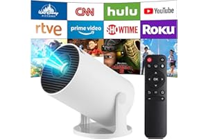 ASTARAMA Videoprojecteur Portable, 4K Intelligent Mini Projecteur avec Android 11, 5G WiFi, Bluetooth5.4, Correction Trapézoïdale Automatique, Rotation à 180°, écran 130 Pouces, Compatible Téléphone/PC (Blanc)