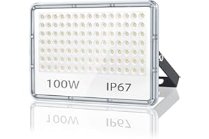 TASINUO Faretto LED da Esterno 100W, Faro LED Esterno Impermeabile IP67, 10000LM Luci da Esterno, 7000K Bianca Fredda Lampade da Esterno, 105 LEDs Applique da Esterno per Giardino, Terrazza, Garage