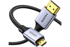 UGREEN Câble Micro HDMI vers HDMI 4K 60Hz Câble Mâle vers Mâle Micro HDMI2.0 Nylon Tressé 3D ARC HDR Compatible avec Asus Zenbook Huawei MediaPad Raspberry Pi 4 Hero 7 6 5 Moniteur Caméra (1M)