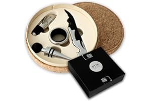 ShyaWorld Set de Vinos Accesorios para regalar. Estuche de Regalo elegante con acabado de Material Natural Eco. (Set Corcho)