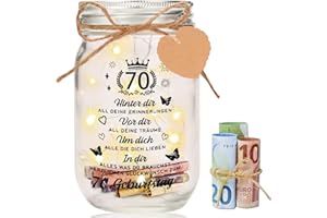 XM-MENGPANWEI 70 Geburtstag Frau Mann Geldgeschenke Geburtstag 70, LED Flaschenlicht Geburtstag Geldgeschenk mit Spruch,70. Flaschenlichter Geburtstag Geschenke Geld,Geschenke zum 70 Geburtstag für Frauen Mann