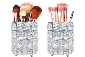 Juliyeh 2 Stück Kristall Make-up Pinselhalter, Alldo Fashion Makeup Brush Pot Kosmetik Organizer, Stifthalter Aufbewahrung für Schminktisch, Badezimmer