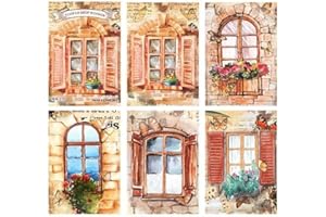 Haowul Scrapbook Material Pack - Vintagedoor Fenster Landschaftsgestaltung Papierkarte Rhythmus Art Paper Pack Für Junk Journaling Journals Artikelsammlung Dekoration