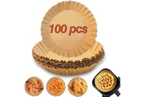 Hmfmdy Air Fryer Liners, 100Pcs Air Fryer Disposable Paper Liner, Non-Stick Baking Parchment Paper, Oil-Proof, Water-Proof, Air Fryer Accessories Compatible with COSORI, Ninja,Tower Cosori - 16cm