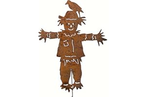 TOMOTATO Palo da giardino in metallo per spaventapasseri,Palo vintage in ferro arrugginito e stagionato,Decorazione autunnale per prato e giardino,Resistente agli agenti atmosferici,Per patio