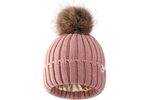 Hat Hut Winter Hats for Women Satin Lined Beanie Hats for Women Ladies Bobble Hat Warm Winter Cap Pom Pom Beanie