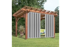 ‎NICEME NICEME Outdoor Vorhang mit Ösen Wetterfest, 1 Stück Blickdicht Wasserdicht Outdoor Gardine für Garten Terrasse Pavillon Veranda Balkon, grau B213XH244cm