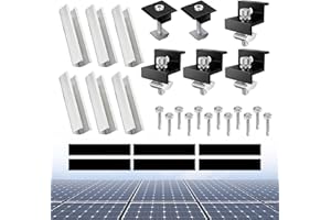 Xmart 6 pièces Fixation Panneau Solaire Bac Acier Rail Panneau Solaire 12cm Crochet de Toit Panneau Solaire Réglable de 30 à 35 mm Support pour Panneaux Solaires Montés sur le Toit Argenté