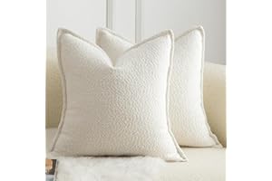 Mandioo 2er Set Dekorativer Kissenbezug Woven Textured Sofakissen Dekokissen Kissenbezüge Super Soft Premium Simple Design Wurfkissenbezug Schlafzimmer Wohnzimmer Cremeweiße 50x50cm