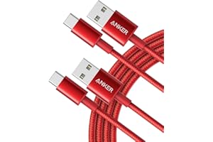 Anker cavo usb type-c, 331 confezione da 2 cavo usb c, doppio nylon intrecciato da USB C a USB 2.0, cavo di ricarica per iPhone 15/15Plus/15 Pro/15 ProMax Samsung Galaxy S10 S10+, LG V30(180cm)