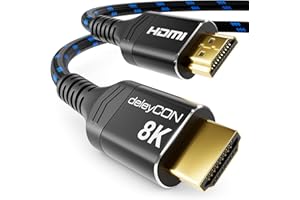 deleyCON 5m 8K HDMI 2.1 Kabel (48G, ULTRA Highspeed) 8K@60Hz 4K@120Hz 2K@144Hz/165Hz EARC HDCP 2.3/2.2 - Kompatybilny z DTS:X Dynamiczny HDR Dolby Atmos TV PS5 Xbox Soundbar - Czarny Niebieski
