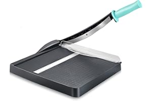HMSENG Paper Cutter A4, Paper Trimmer Guillotine with Safety Guard, Heavy Duty 12" Cut Length Paper Slicer with 16 Sheet Capacity Paper Cutting Board for Cardstock Vinyl Crafts & Photo-Gray