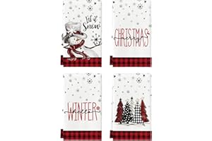 yisight Strofinacci Cucina Natalizio, 4pcs Canovacci Natalizi, Asciugapiatti Natalizi, 42 x 66 cm Set Strofinacci Natalizi, per Decorazioni Natalizie, Super Morbidi e Assorbenti, Riutilizzabili (B)