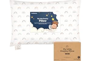 KeaBabies Toddler Pillow with Pillowcase, Jumbo Pillow - Soft Organic Cotton Toddler Pillows for Sleeping - Machine Washable Pillow - Perfect for Travel, Bed Set (Jolly Rainbow)