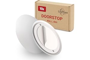 LouMaxx Dörrstopp vägg vit, självhäftande Ø 60 mm 15 mm tjock – 10 stycken dörrstoppsvägg – dörrstopp, dörrstopp för väggmont