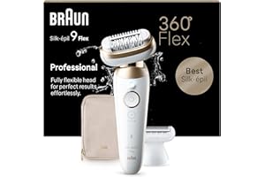 Braun Epilateur Electrique Pour Femmes Silk-épil 9 9-041 3D, Tête Flexible 360°, Etanche, Sans Fil, Kit D’Epilation Avec Tête De Rasoir, Sabot Tondeuse, Rouleaux Massage, Pour Tondre Et Raser