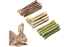 Barley Ears Juguetes para Masticar Conejitos, Palitos de Heno de Timothy Naturales Palos de Madera de Manzana 3 Tipos Juguetes de Hámster Conejos Chinchillas Juguete para Moler los Dientes