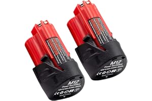 AKKOPOWER 3.0Ah M12 Replacement Battery 12V Battery Li-ion Compatible with Milwaukee M12 Xc 48-11-2420 48-11-2411 48-11-2440 48-11-2401 48-11-2402 M12 Batteries 12V Cordless Tools (2Pack)