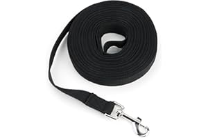 CAYBATS Laisse de Dressage pour Chien Noir 10m - Laisse en Nylon avec Poignée Confortable, Mousqueton Pivotant à 360°, Idéale pour Petits à Grands Chiens, Adaptée à la Marche, au Jogging et à l'Entraînement