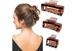 Kavya Pinze per Capelli Grande, 3 Pezzi Durevole Plastica Leopardo Mollettone Capelli Clip Artiglio, Antiscivolo Medie Fermaglio Capelli Donna Accessori per Capelli Spessi