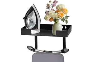 ‎LES-THERESA Wandhalterung für Bügelbrett, Bügelbrett Halter mit Große Aufbewahrungskorb und Starke Haken, Edelstahl Bügeleisen Wandhalterung Bügeleisen Regal, Geeignet für T/Y-Förmige Beinbretter