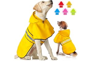 Weesiber Dog Coats Waterproof - Adjustable Dog Raincoat with Reflective Strip, Lightweight Rain Jacket for Small to X-Large Dogs (Medium, Yellow)