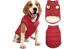 PETCUTE Chaqueta para Perros,Chaqueta de Perro con Forro Polar de 2 Capas,A Prueba de Viento Ropa para Perros Pequeños,Abrigo de Perro con Agujero para Arnés para Perros pequeñas, Medianas y Grandes