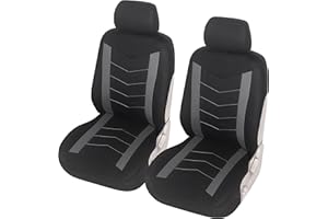 Upgrade4cars Fundas Asientos Delanteros Coche Universales Negro Gris | Funda de Asiento Universal para Delantero (Conductor y Copiloto)