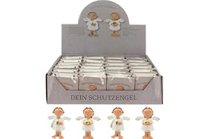 MIJOMA 24 Stück Set Schutzengel in Tüte 2-Fach Sortiert, im 24er Display, Gastgeschenk Glücksbringer zu Hochzeit Taufe Geburt Weihnachten (weiß/Gold)