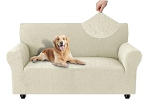 Ystyle Funda Sofa 2 Plazas, Couch Cover Elasticas, Funda para Sofa Antiarañazos Gatos, Forros para Sofas Antideslizante, Protector Sofa Antimanchas Lavable Anti Perros, Beige