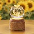 Lampe en Forme de Boule de Cristal 3D, LED Figurine de Fée Lunaire 6cm | Sphère en Verre de Boule de Cristal de Fée, Cadeau pour Femme, Fille, Décoration de la Maison pour Fille Ornement