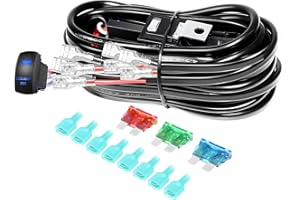 Willpower Câblage à Barres Lumineuses LED Faisceau de Fil avec 12V 18AWG 40A Relais et Interrupteur, 5 épingles, 4 Phares Peuvent être Connectés, Câble pour Rampe LED ATV Camion Tout-Terrain Voiture