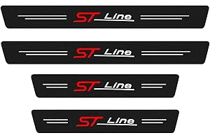 EAGLEG JYMLOV 4pcs Car Outer Door Sill Protector Kick Plates for Fo-rd Focus Fiesta Kuga Fusion Edge ST-Line S-max ST, Carbon Fiber Accessories Scuff Guard Threshold Cover Pedal, Trim Non-Slip, ST Line