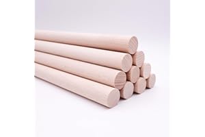 ‎JOWE JOWE 10 Stk Rundstab aus Buche 10mm, Länge 100 cm - glatte Holzstäbe aus Buche - Made in Austria