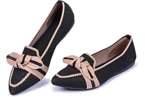 Frank Mully Loafer Flats für Damen Lässiger Strickstoff Leichte Elegante Schuhe Waschbar Elegante Schnürschuhe mit spitzer Zehenpartie Bequeme Schuhe im Ballettstil für