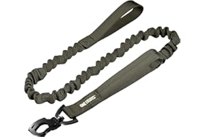 OneTigris Tactical Dog Training Leash Bungee Leash with 2 Control Handle Quick Release Nylon Leads Rope