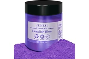 JEMESI Coloranti Resina Epossidica, Blu Porpora (50g) Mica Polvere- Pigmenti in Polvere di Mica Metallizzata Naturale per Bombe da Bagno, Coloranti Sapone,Cosmetici,Nail Art,Pittura e Feste
