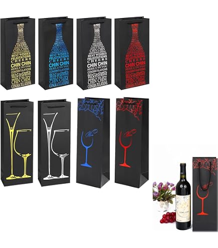 100 Sacchetti Regalo Per Vino In Carta - Con Manici, Dimensioni 12.7x10.2x27 Cm, Colore Tan, Per Champagne E Whisky