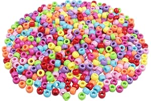 HUASUN Cuentas Pony 600pcs 9mm Cuentas Abalorios de Colores Abalorios Acrílico Granos de Espaciador, para Manualidades Bricolaje, Collar Joyas