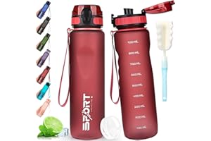 AOPREL Trinkflasche 1L Sport Trinkflasche Wasserflasche Auslaufsicher Trinkflaschen BPA Frei Sportflasche mit Kapazitätsskala für Die Outdoor, Schule, Camping