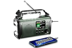 WHOLEDE 20000mAh Kurbelradio mit Handyladefunktion Solar DAB/DAB+/UKW Radio,3 Lademethoden 11 in 1 Bluetooth 5.3 Tragbares Notfallradio mit Powerbank,SOS,Taschenlampe,Kompass,TF Karte,Leselampe