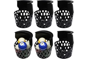 POLYMATH 6pcs Pool Table Pockets, Plastic Web Billiard Baskets, Black Snooker Net Bag Fits Standard 7/8/9 Foot Table (Set of 6)
