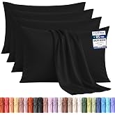 Utopia Bedding Set of 4 Pillowcases - 50 x 75 cm - Black | Oeko-Tex Certified - Brushed Microfiber, Envelope Closure (No Inse