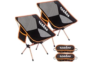 reakoo Sedie Campeggio Pieghevoli, Set da 2 Leggera Sedia da Campeggio, Sedia Pieghevole Portatile con Custodia Laterale, per Esterni, Picnic, Spiaggia, Giardino, Pesca, Festival