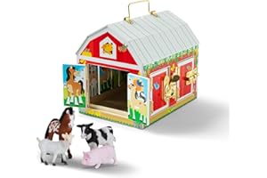 Melissa & Doug Granero de Juguete con Cerradura, Animales de Granja, Granero de Madera, Juguete para el Desarrollo, Ayuda a la Motricidad Fina, Montessori, 3, 4, 5, 6 Años, Regalo para Niño o Niña