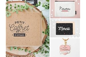Manahia Coffret Cadeau Nounou C2 | Pochette, Porte-clés et Carte pour Nounou | Cadeau Nounou | Cadeau Fin d'Année - Cadeau Merci Nounou | Cadeau Noël Nounou | Anniversaire Nounou | Cadeau Femme