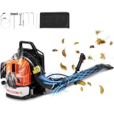VEVOR Backpack Leaf Blower, 63CC 2-Cycle Gas Leaf Blower with 1.89L Fuel Tank, 1110CFM Air Volume, 220mph, Lawn Care