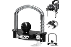 ‎MONZANA Monzana® Anhängerschloss für gängige Anhängerkupplung einfache Montage Diebstahlschutz Diebstahl Anhänger Sicherung 2 Schlüssel Kreuzschloss schwarz